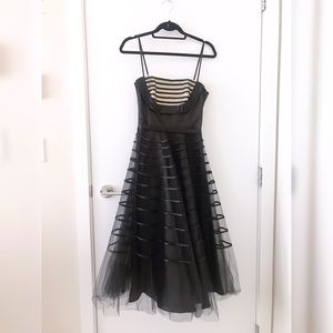 Unique Size 2 Black Tulle Prom Dress